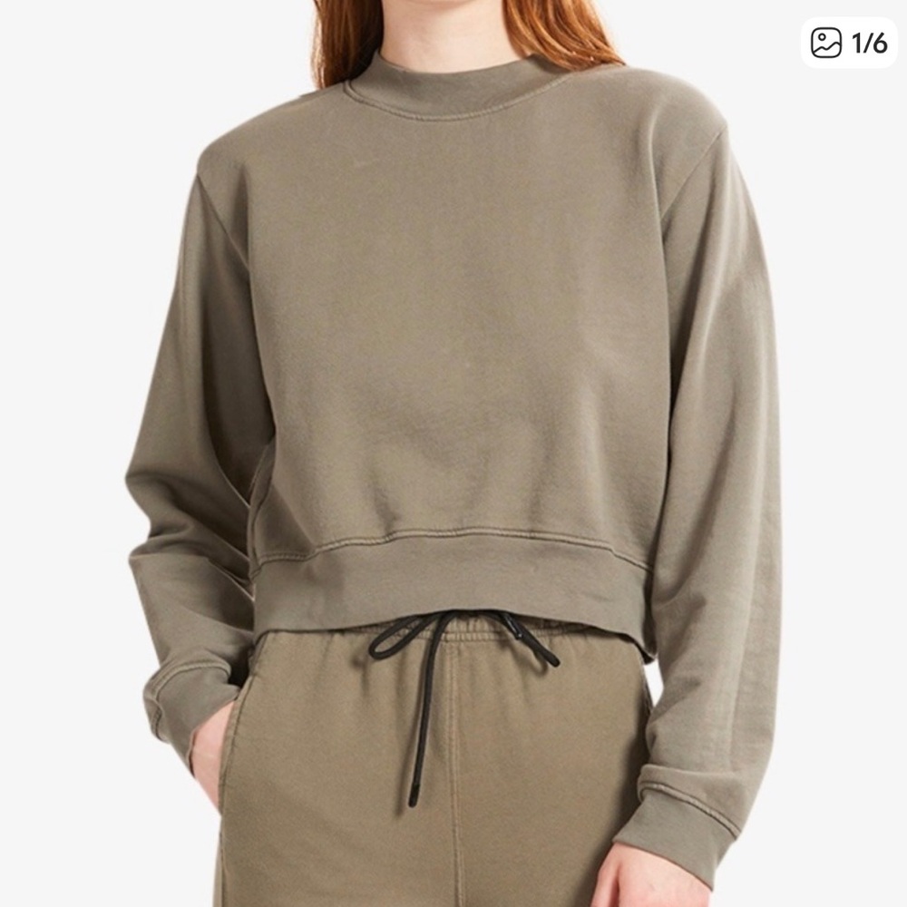 Cotton Citizen Milan Cropped Sweatshirt in Taupe